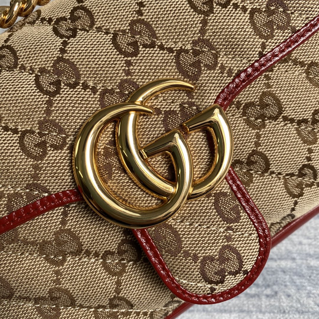 Gucci GG Marmont Matelasse Mini Shoulder Bag 446744 Dark red